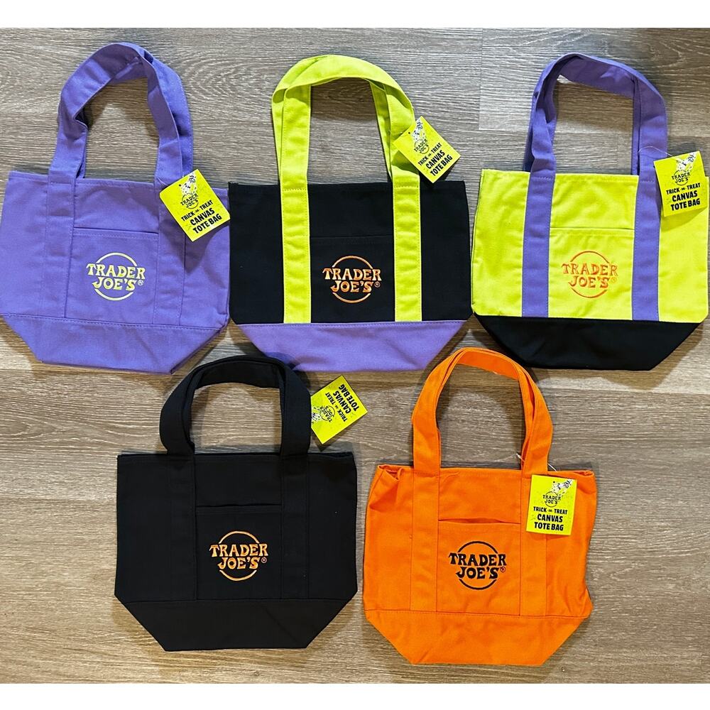 Trader Joe’s Halloween Mini Canvas Tote Bags Set of 5 NWT